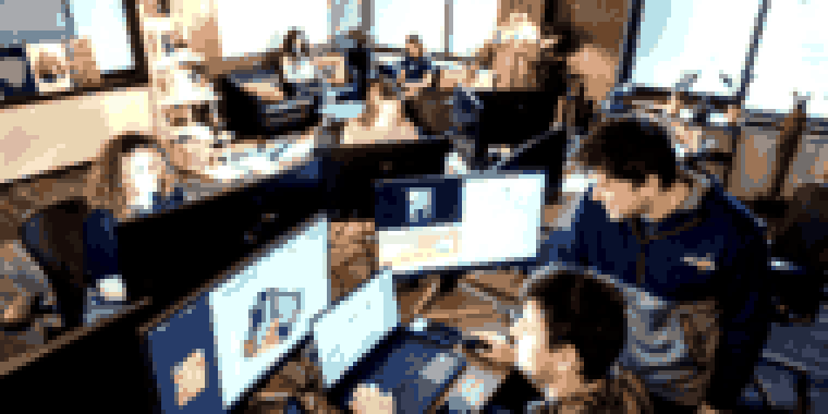 Students building in the lab